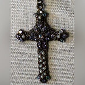 Anne Koplik Cross Pendant Necklace with Purple Accents